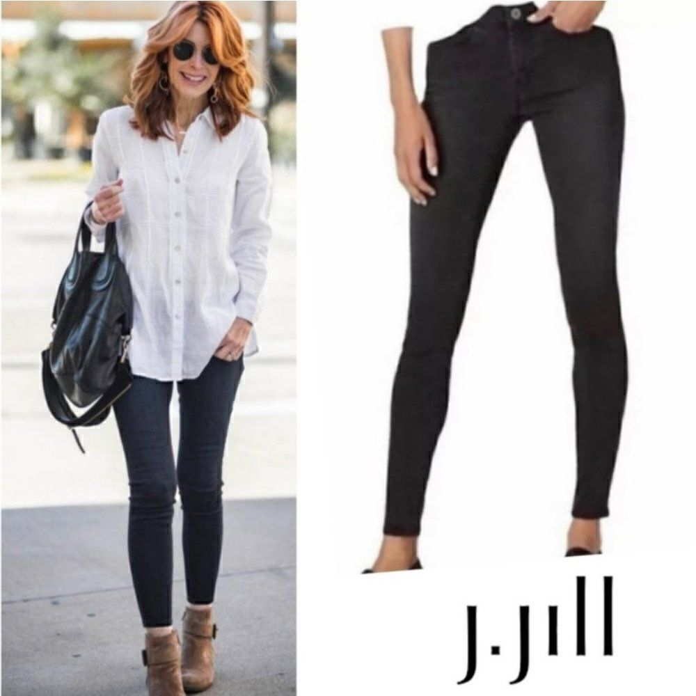 J. Jill Denim 5 Pocket Leggings Jeans Stretch Faded Black‎ 111572 Women Size 4